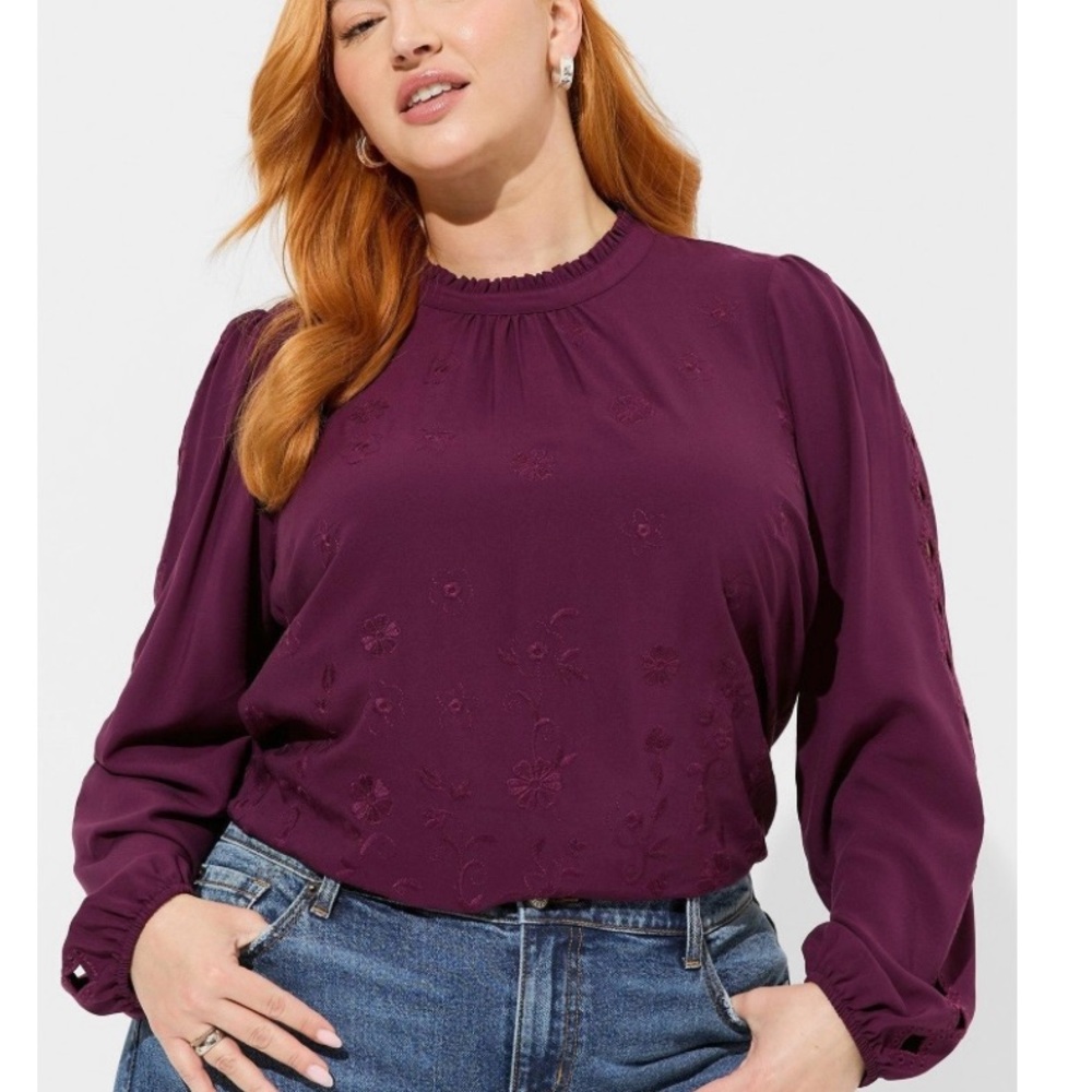 Torrid Plum Embroidered Blouse Size 1X